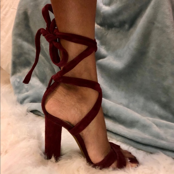 Burgundy 3.5inch Steve Madden Wraparound Heels - Picture 1 of 6